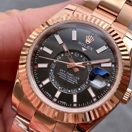 SKY-DWELLER 42 ROSE GOLD BLACK DIAL