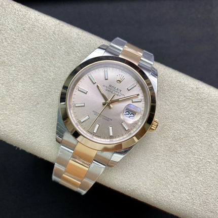 DATEJUST 41MM SMOOTH BEZEL GOLD STEEL GREY DIAL