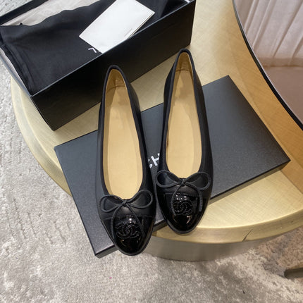 BALLET FLATS BLACK LAMBSKIN WITH BOW
