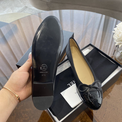 BALLET FLATS BLACK LAMBSKIN WITH BOW