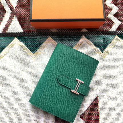 BEARN COMPACT WALLET 12 IN GREEN FOREST EPSOM LEATHER