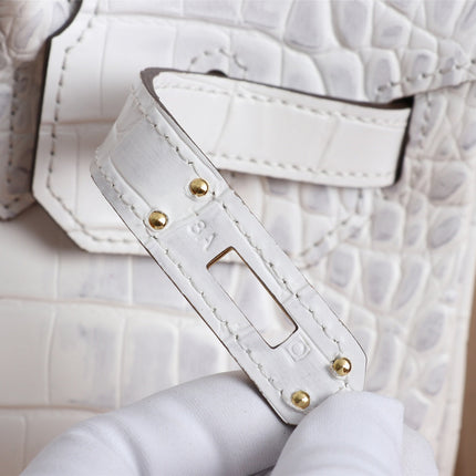 HM BIRKIN BAG 30 ALLIGATOR MOTIF WHITE CALFSKIN