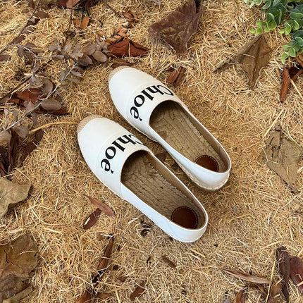 CHLOÉ 26S ESPADRILLE LOAFERS IN WHITE CALFSKIN AND CANVAS