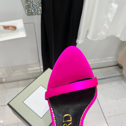 TOM FORD 26S GOLD BUCKLE HEELS 105 MM IN DARK PINK LAMBSKIN