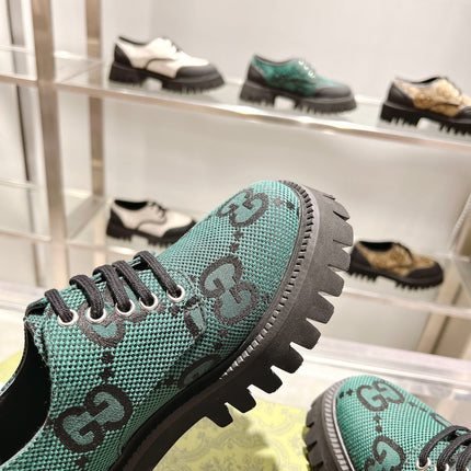 GUCCI 26S LACE-UP SHOES IN DARK GREEN GG CANVAS STYLE 3