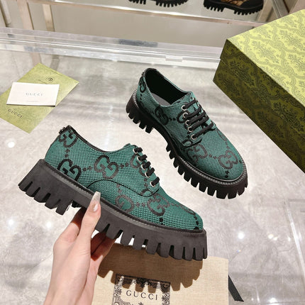 GUCCI 26S LACE-UP SHOES IN DARK GREEN GG CANVAS STYLE 3