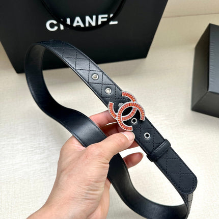 CHANEL 25S BELT 30 MM IN BLACK CALFSKIN 616961