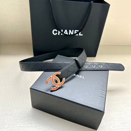 CHANEL 25S BELT 30 MM IN BLACK CALFSKIN 616961
