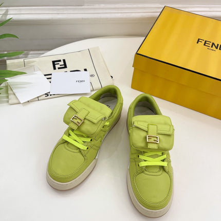 FENDI TRAINER SNEAKER IN YELLOWISH GREEN LAMBSKIN