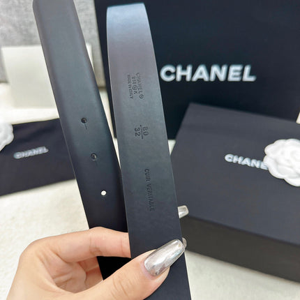 CHANEL 26S BELT 30 MM IN BLACK CALFSKIN 669344