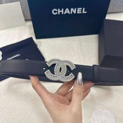 CHANEL 26S BELT 30 MM IN BLACK CALFSKIN 669344