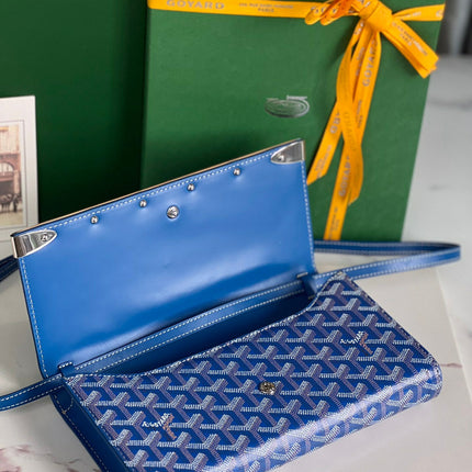MONTE-CARLO PM CLUTCH 25 IN SAPPHIRE BLUE GOYARDINE CANVAS