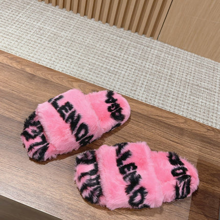 LAMB WOOL SLIPPER PINK AND BLACK