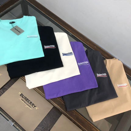 BALENCIAGA POLITICAL CAMPAIGN LOGO T-SHIRT IN WHITE