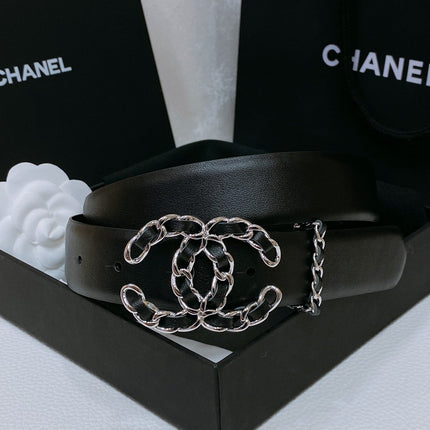 CHANEL 26S BELT 30 MM IN BLACK CALFSKIN 670908
