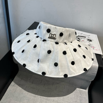 MIUMIU OPEN-TOP HAT IN WHITE WITH POLKA DOTS FABRIC