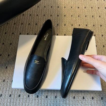 CELINE 26S FLAT LOAFERS IN BLACK LAMBSKIN