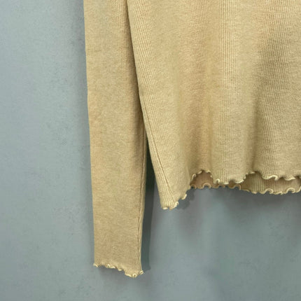 CHANEL 26S LACE TRIM V-NECK KNIT SWEATER 1570