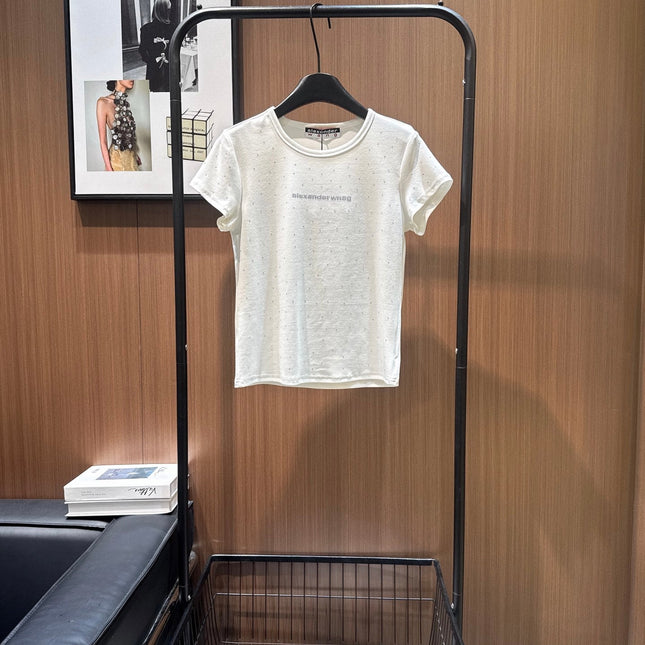 ALEXANDER 26S FITTED T-SHIRT IN CRYSTAL-EMBELLISHED COTTON