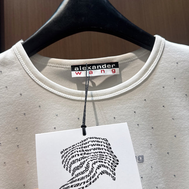 ALEXANDER 26S FITTED T-SHIRT IN CRYSTAL-EMBELLISHED COTTON