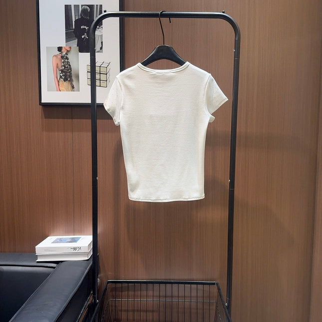 ALEXANDER 26S FITTED T-SHIRT IN CRYSTAL-EMBELLISHED COTTON