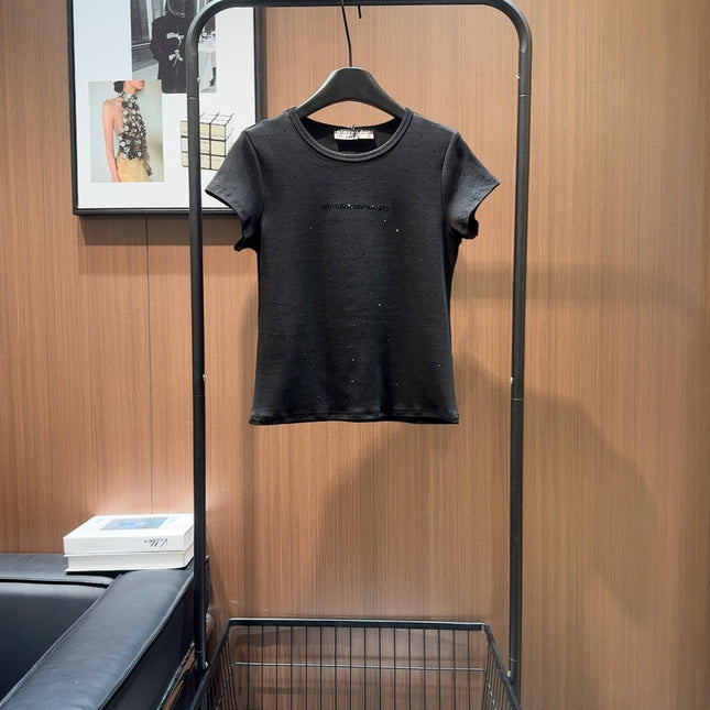 ALEXANDER 26S FITTED T-SHIRT IN CRYSTAL-EMBELLISHED COTTON
