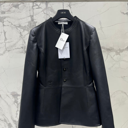 DIOR 26S FITTED JACKET IN BLACK SMOOTH LAMBSKIN