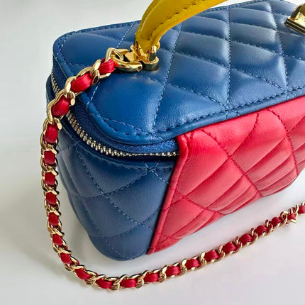 CHANEL 26S SUPERMAN LONG VANITY CASE IN BLUE AND RED CALFSKIN WITH CHAIN