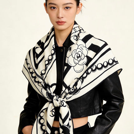 CHANEL 26S SCARF 135 IN CASHMERE AND SILK 306114