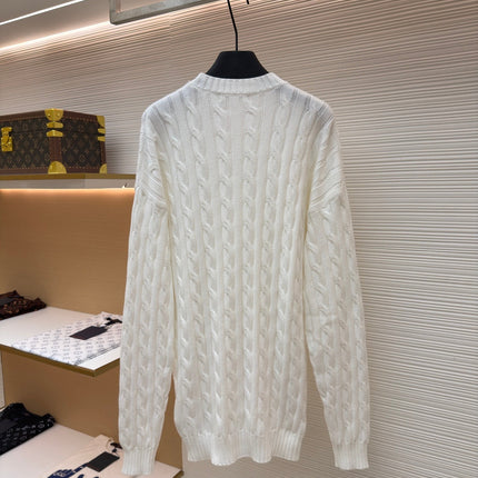 PRADA 26S CABLE-KNIT CREWNECK SWEATER 1091