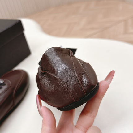PRADA 26S MARY JANE SHOES IN DARK BROWN CALFSKIN