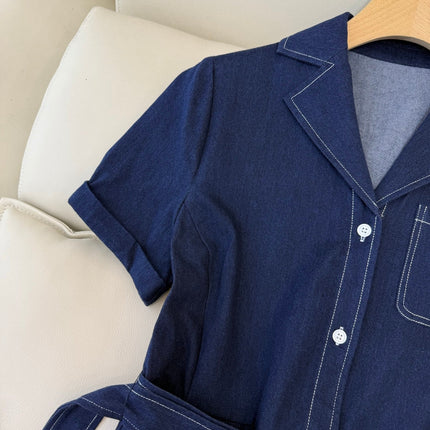 CELINE 26S LONG SHORT SLEEVE DENIM DRESS 367