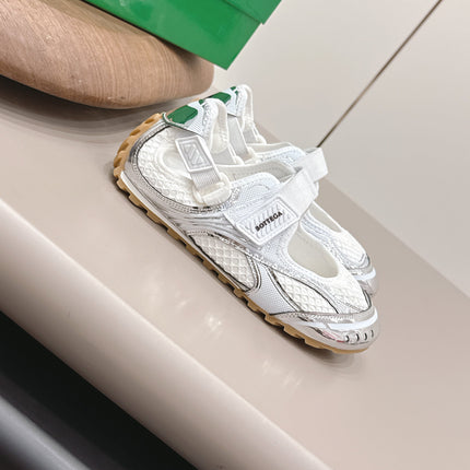 BOTTEGA VENETA 26S ORBIT FLASH MARY JANE IN SILVER AND WHITE BREATHABLE MESH