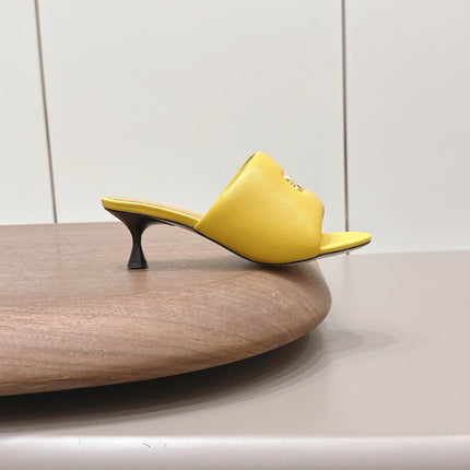 LOEWE 26S MULE HEELS 45MM IN YELLOW LAMBSKIN GOLD HARDWARE