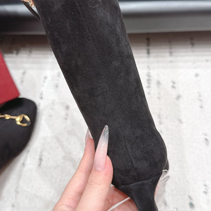 GUCCI 26S TALL BOOTS 55 MM IN BLACK SUEDE
