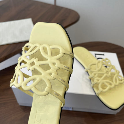 LOEWE 26S FLAT SANDALS IN BUTTER YELLOW CALFSKIN