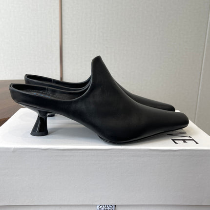 LOEWE 26S EMILY MULE 55MM IN BLACK CALFSKIN