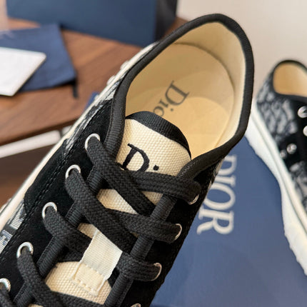 DIOR 26S LOW-TOP SNEAKERS 30MM IN BLACK AND WHITE DIOR OBLIQUE CANVAS
