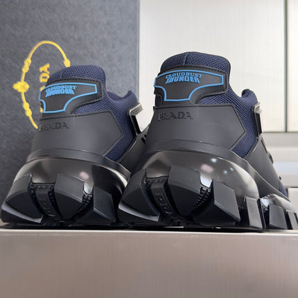 PRADA 26S CLOUDBUST THUNDER SNEAKERS 60MM IN NAVY BLUE MESH FABRIC AND TPU