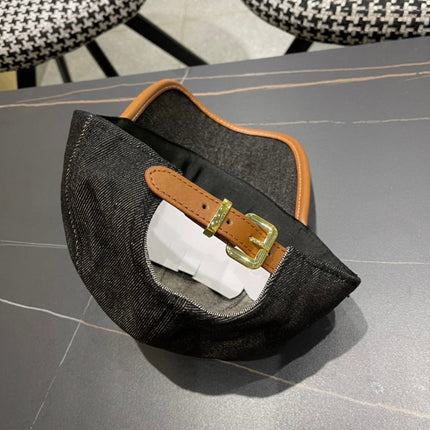 MIUMIU BASEBALL CAP IN BLACK DENIM AND CALFSKIN
