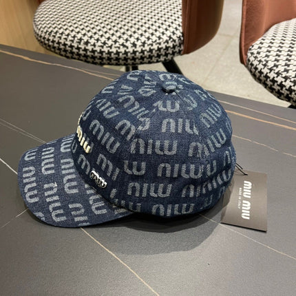 MIUMIU BASEBALL CAP IN BLUE DENIM