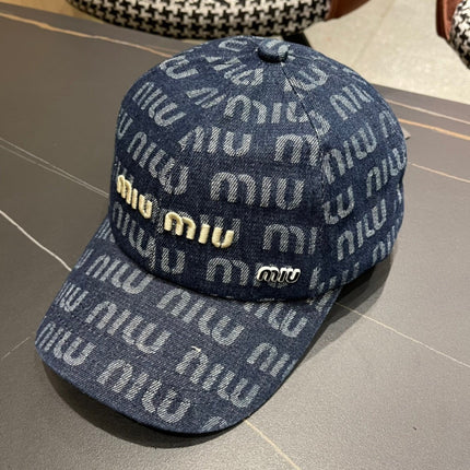 MIUMIU BASEBALL CAP IN BLUE DENIM