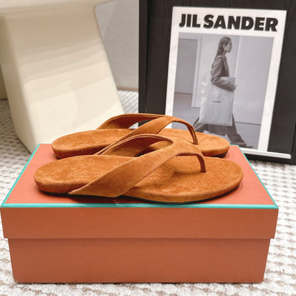 LP 26S THONG SANDALS IN CAMEL BROWN SUEDE