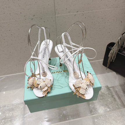 AQUAZZURA 26S HIGH-HEEL SANDALS 100 MM IN WHITE LAMBSKIN