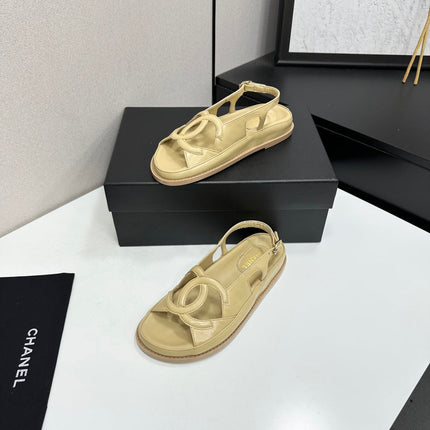 CHANEL 26S FLAT SANDALS IN BEIGE LAMBSKIN