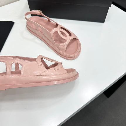 CHANEL 26S FLAT SANDALS IN NUDE PINK LAMBSKIN
