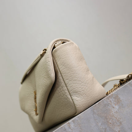 YSL 25S CALYPSO 30 IN IVORY GRAINED CALFSKIN GOLD HARDWARE