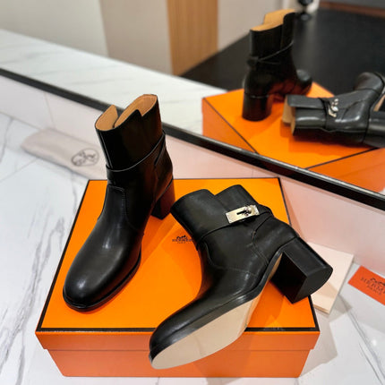HM 26S ANKLE BOOTS 55 MM IN BLACK CALFSKIN