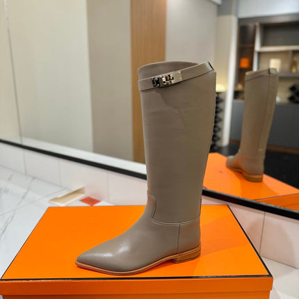 HM 26S JUMPING BOOTS IN GREYISH BEIGE CALFSKIN