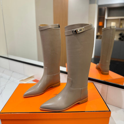 HM 26S JUMPING BOOTS IN GREYISH BEIGE CALFSKIN
